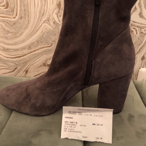 Suede Gray Ankle Boots - Picture 1 of 3